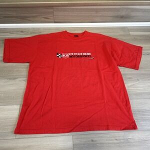 VINTAGE Y2K Dodge Motorsports Embroidered Tee Shirt Mens XXL‎ Red Logo Mopar Ram